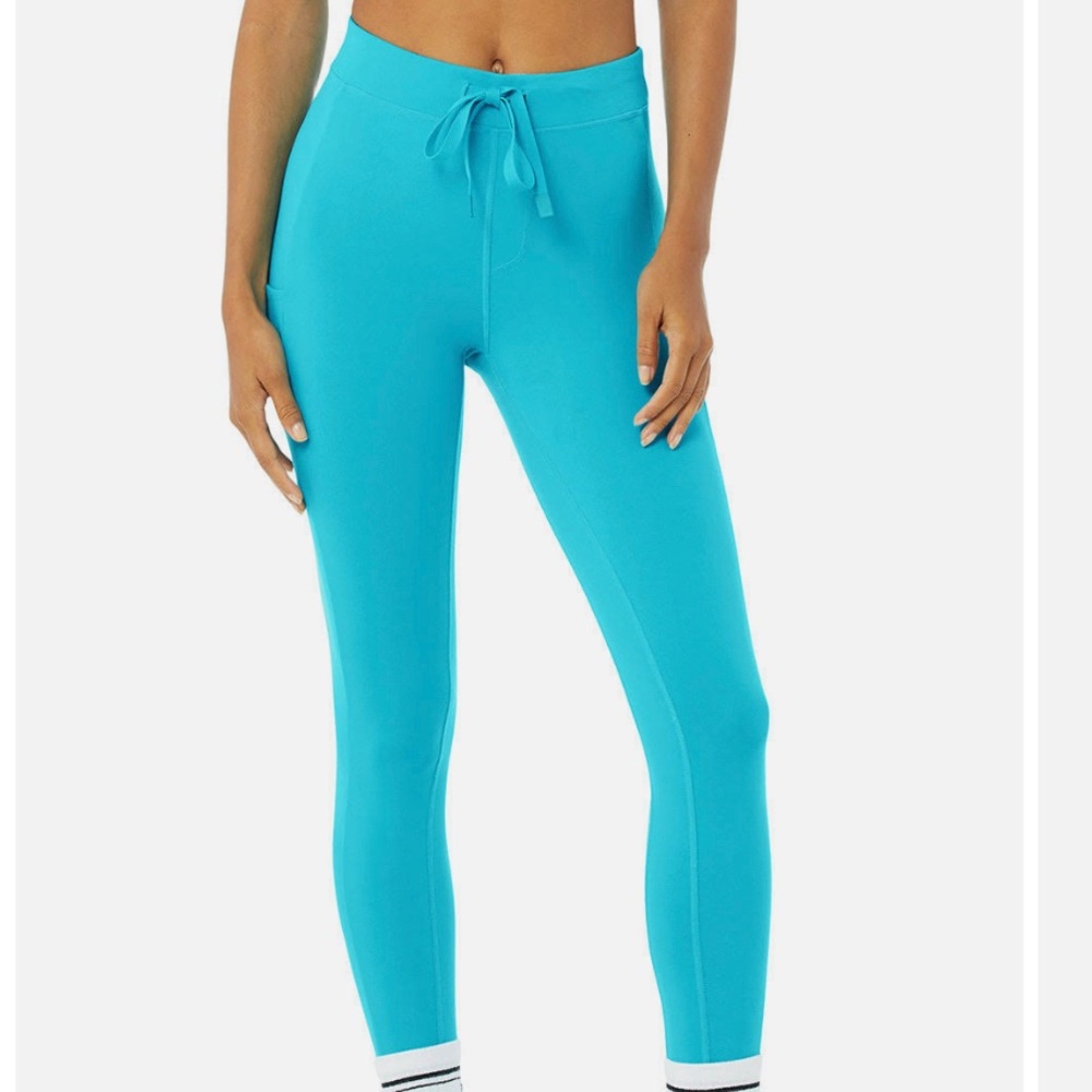 Alo Yoga Bright Aqua 7/8 Checkpoint Leggings L